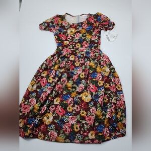 NWT VTG LuLaRoe Womens Size XXS Amelia Dress Floral Quilted Red Grandmacore Rare
